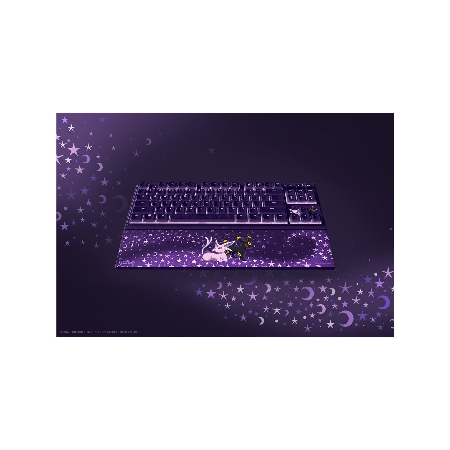 Razer Ornata V3 Tenkeyless | Gaming keyboard | Wired | US | Razer Mecha-Membrane Switches | Wrist Rest | Pokémon Espeon/Umbreon 