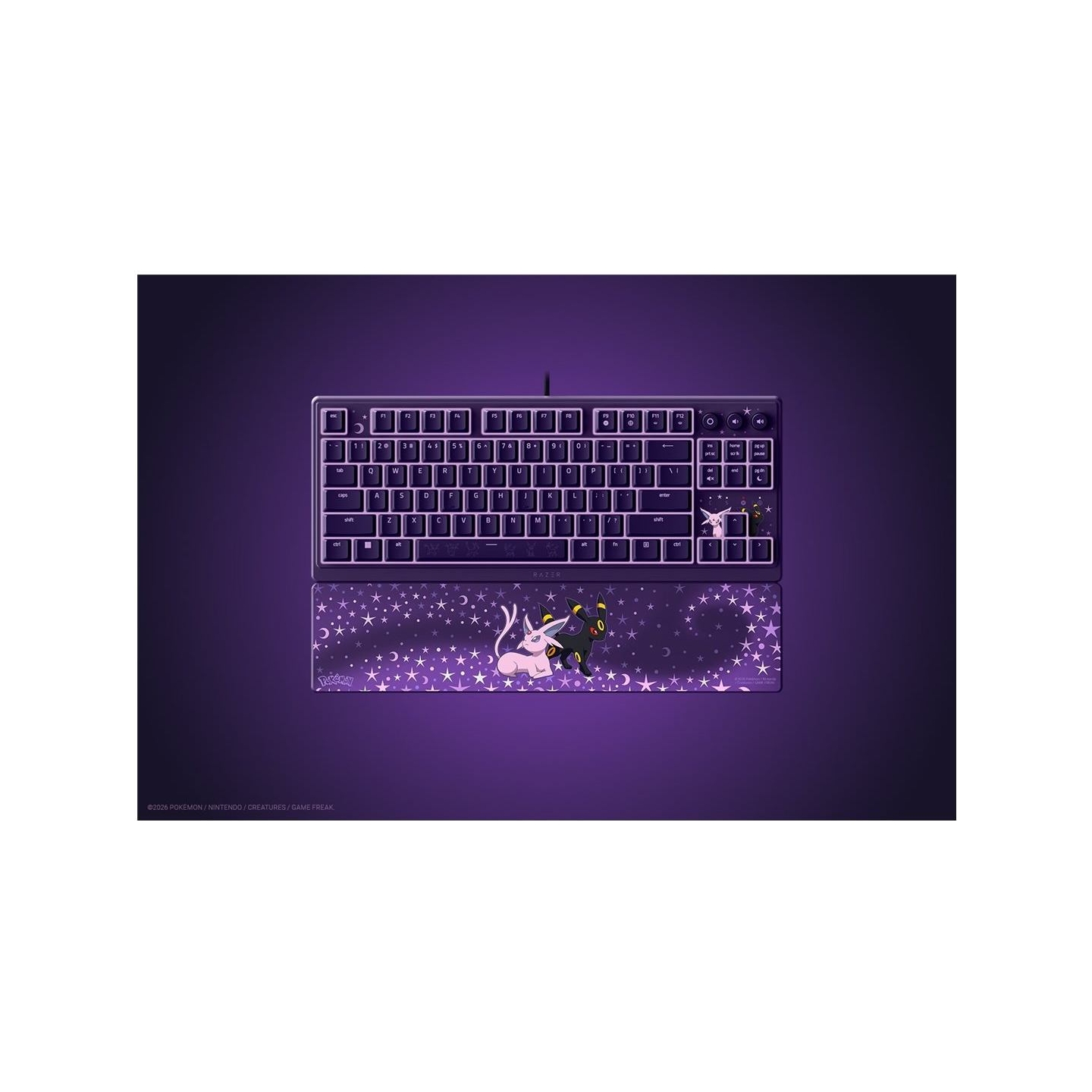 Razer Ornata V3 Tenkeyless | Gaming keyboard | Wired | US | Razer Mecha-Membrane Switches | Wrist Rest | Pokémon Espeon/Umbreon 