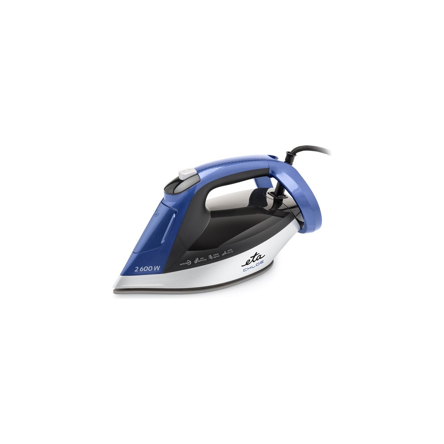 ETA Steam Iron | ETA227690000 Chloe | Steam Iron | 2600 W | Water tank capacity 350 ml | Continuous steam 40 g/min | Silver/Blue