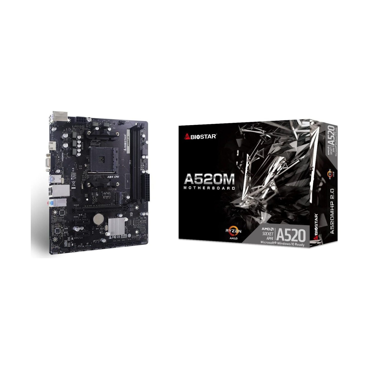 Biostar Mainboard|BIOSTAR|AMD A520|Socket AM4|micro ATX|RAM DDR4-SDRAM|2xSlots|1xNumber of M.2 (M) slots|A520MHP2.0