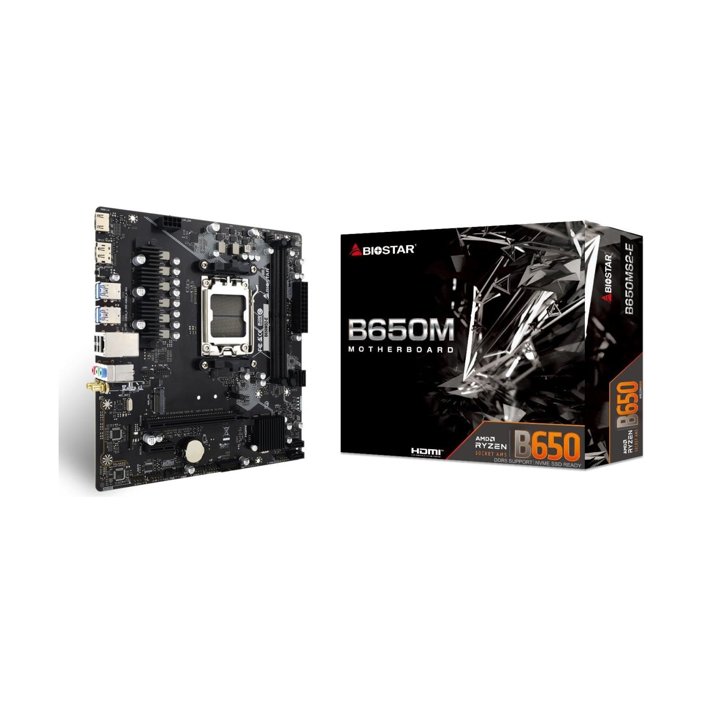 Biostar Mainboard|BIOSTAR|AMD B650|Socket AM5|micro ATX|RAM DDR5-SDRAM|2xSlots|1xNumber of M.2 (M) slots|B650MS2-E