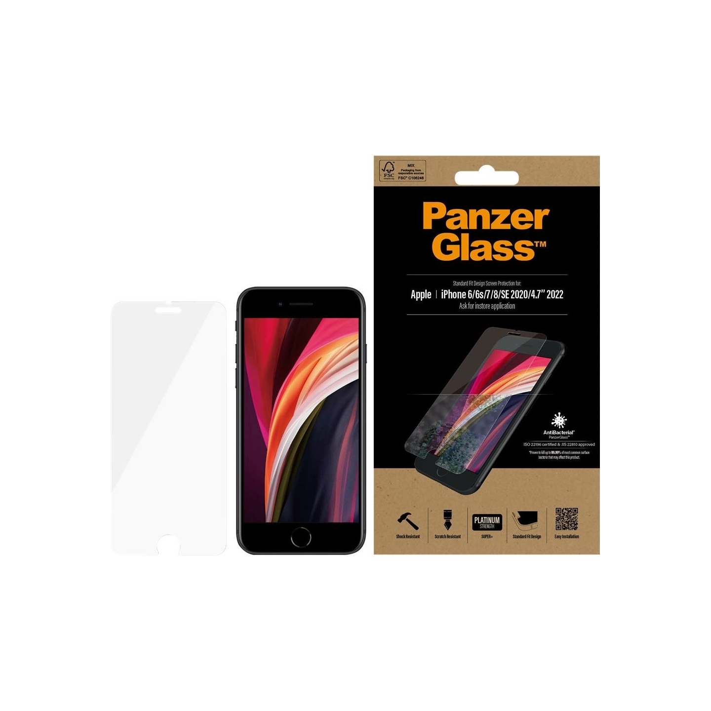 Panzerglass | Screen Protector | Apple | Iphone 6/6s/7/8/SE (2020) | Glass | Crystal Clear | Clear Screen Protector
