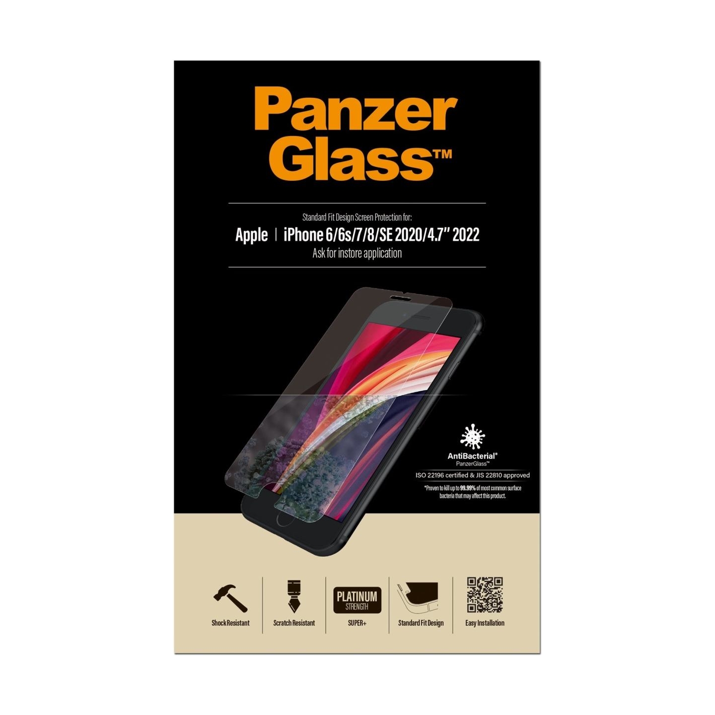Panzerglass | Screen Protector | Apple | Iphone 6/6s/7/8/SE (2020) | Glass | Crystal Clear | Clear Screen Protector