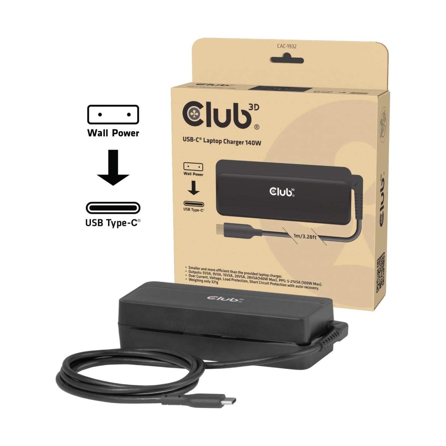 Club3D NB CHARGER USB-C 140W/CAC-1932 CLUB3D