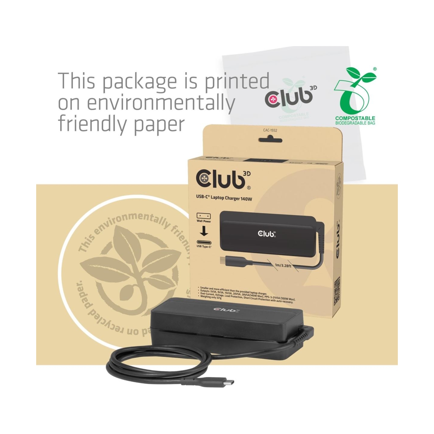 Club3D NB CHARGER USB-C 140W/CAC-1932 CLUB3D