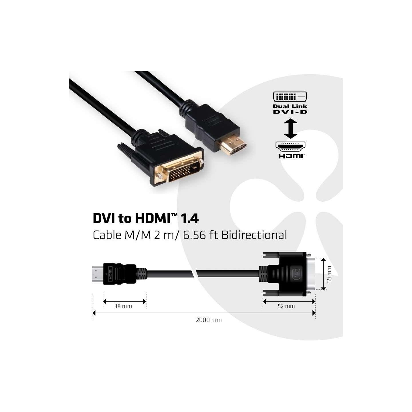 Club3D CABLE DVI-D TO HDMI 2M/M/M CAC-1210 CLUB3D