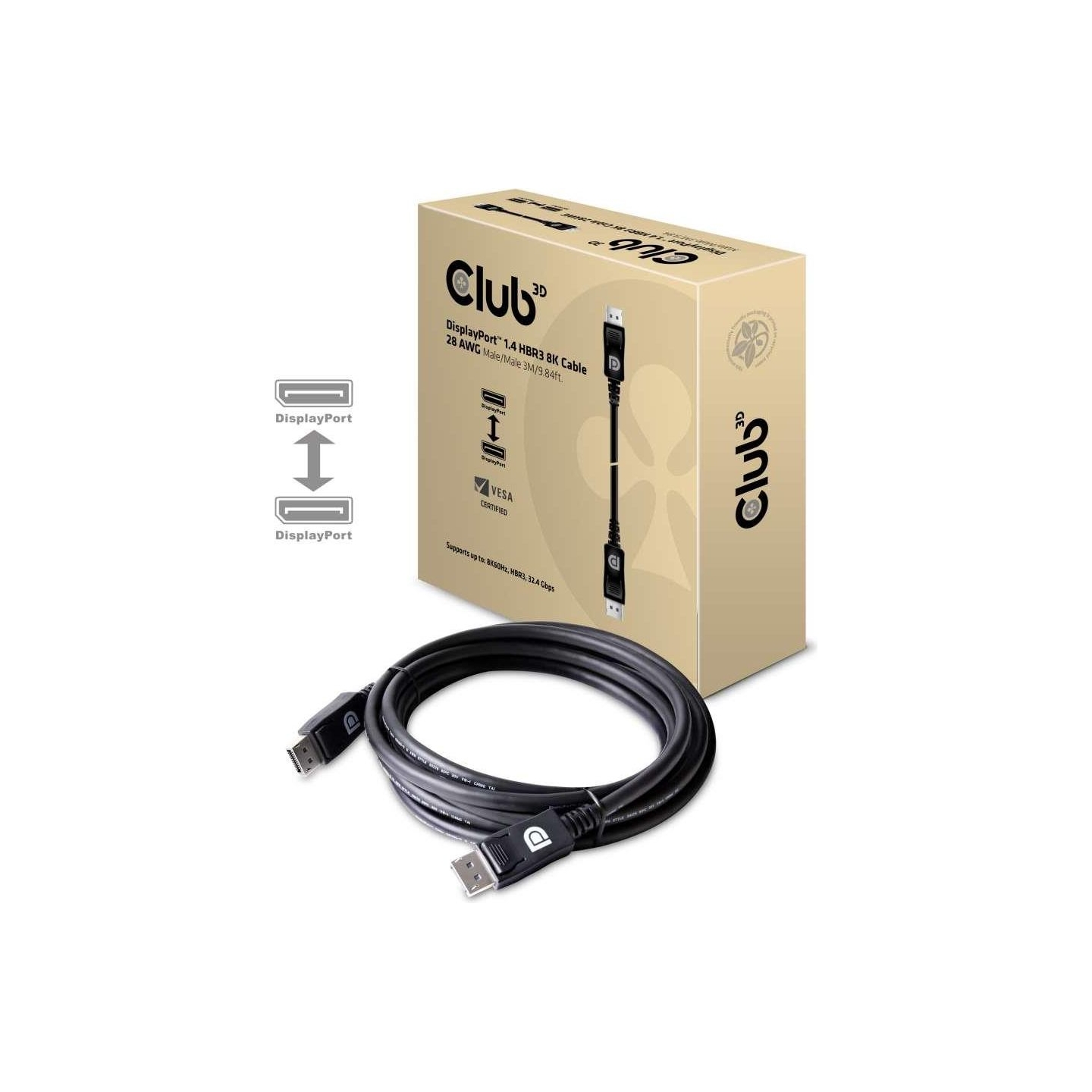 Club3D CABLE DP TO DP 3M/M/M CAC-1060 CLUB3D