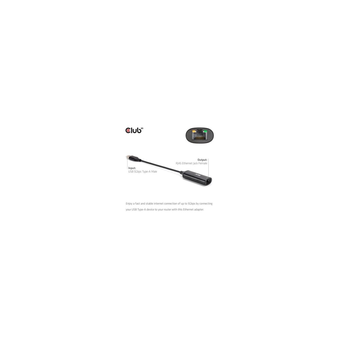 Club3D I/O ADAPTER USB TO RJ45/M/F CAC-1421 CLUB3D