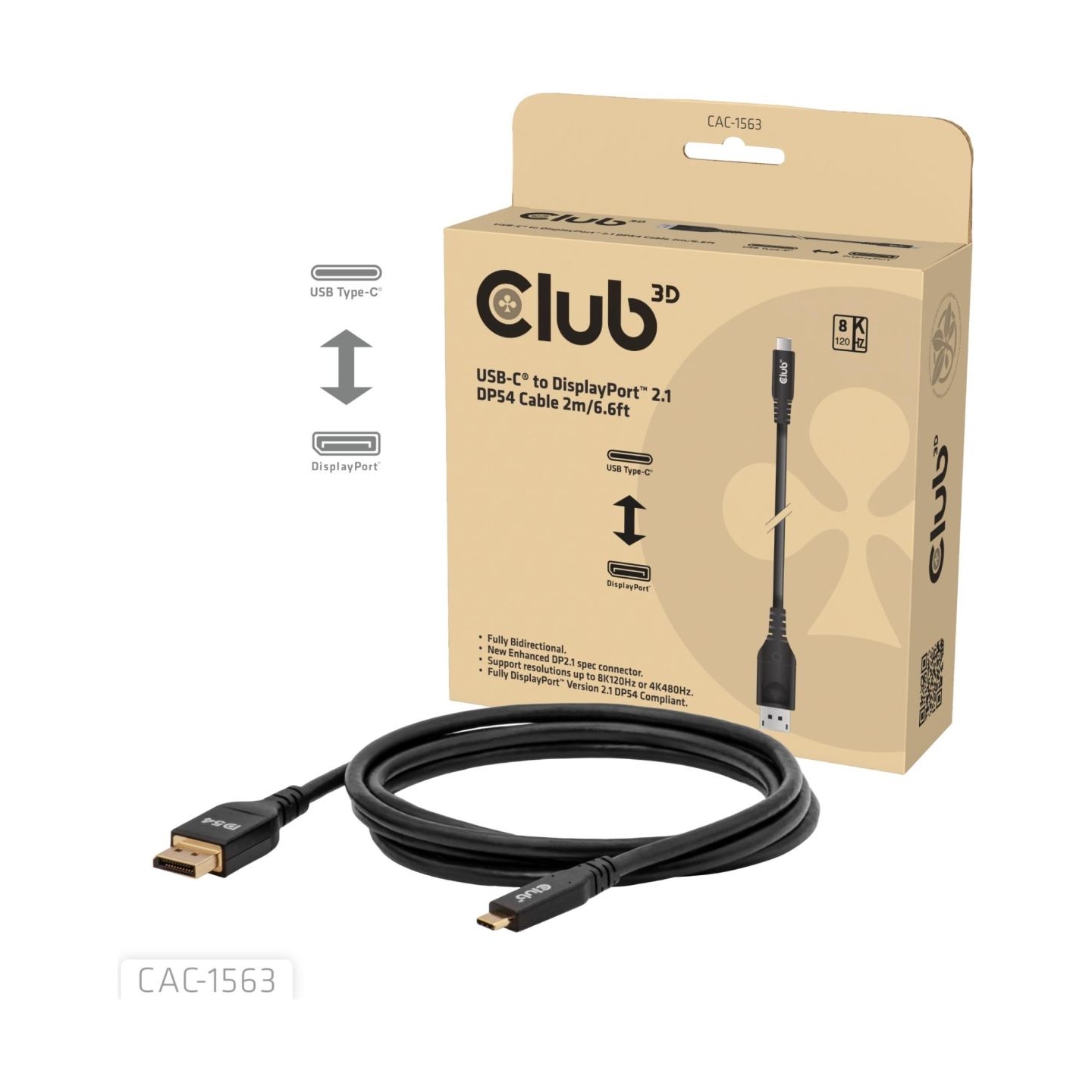 Club3D CABLE USB-C TO DP 2M/M/M CAC-1563 CLUB3D