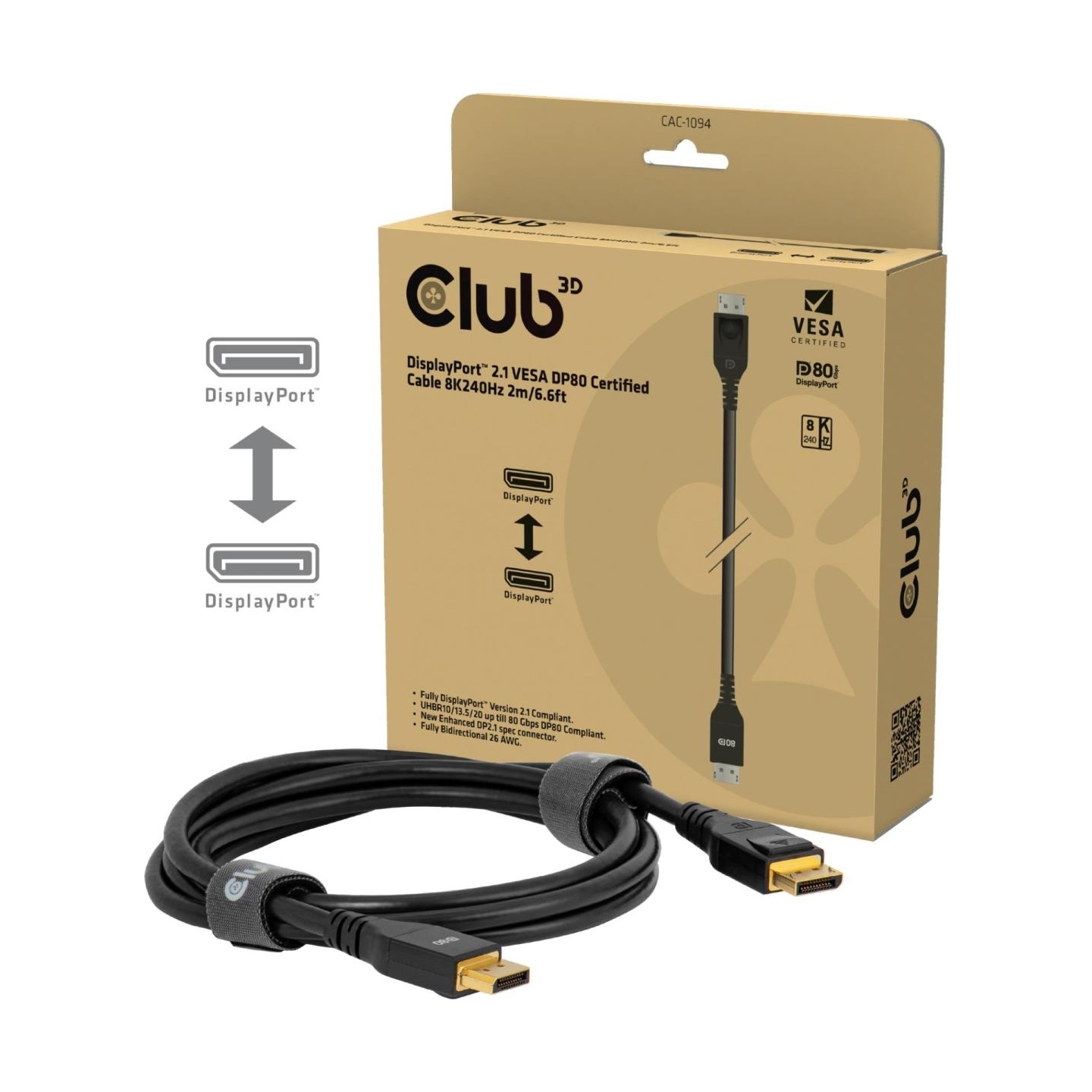 Club3D CABLE DP TO DP 2M/CAC-1094 CLUB3D