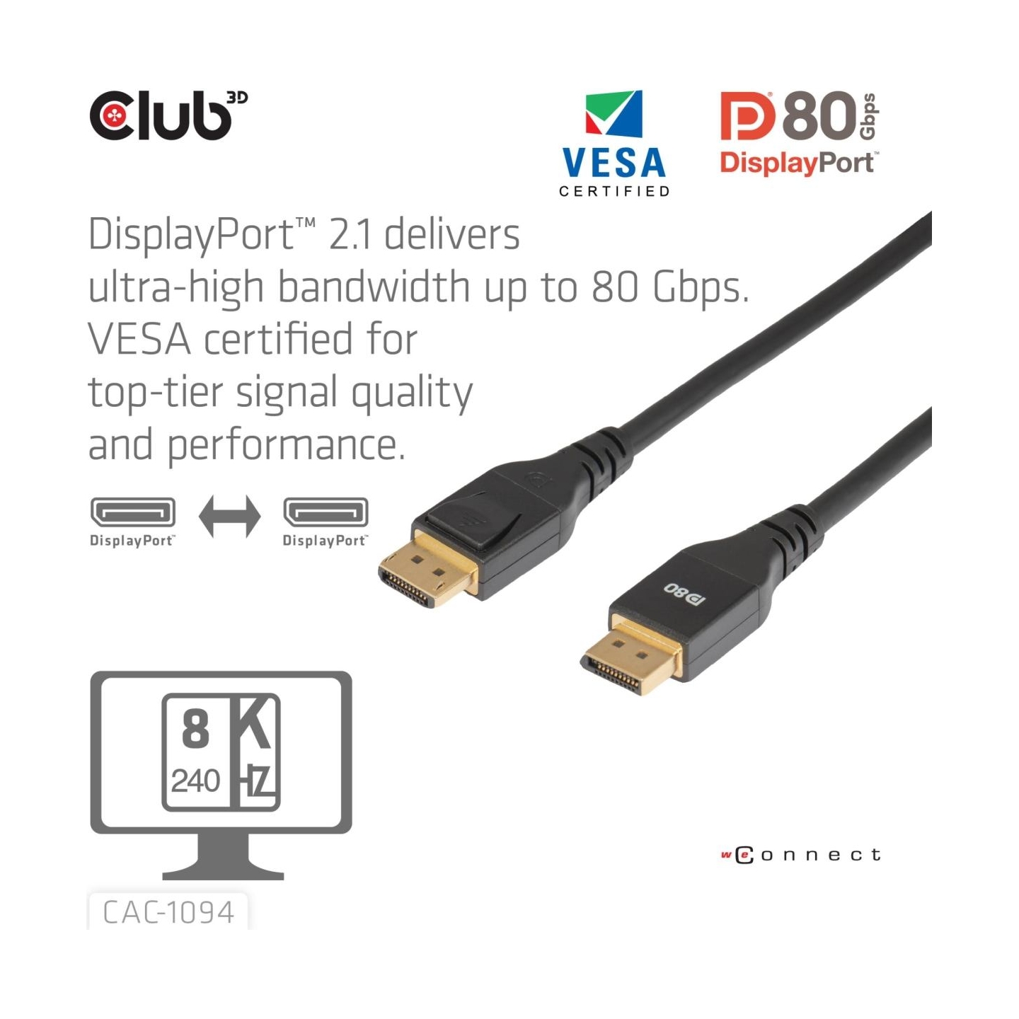 Club3D CABLE DP TO DP 2M/CAC-1094 CLUB3D