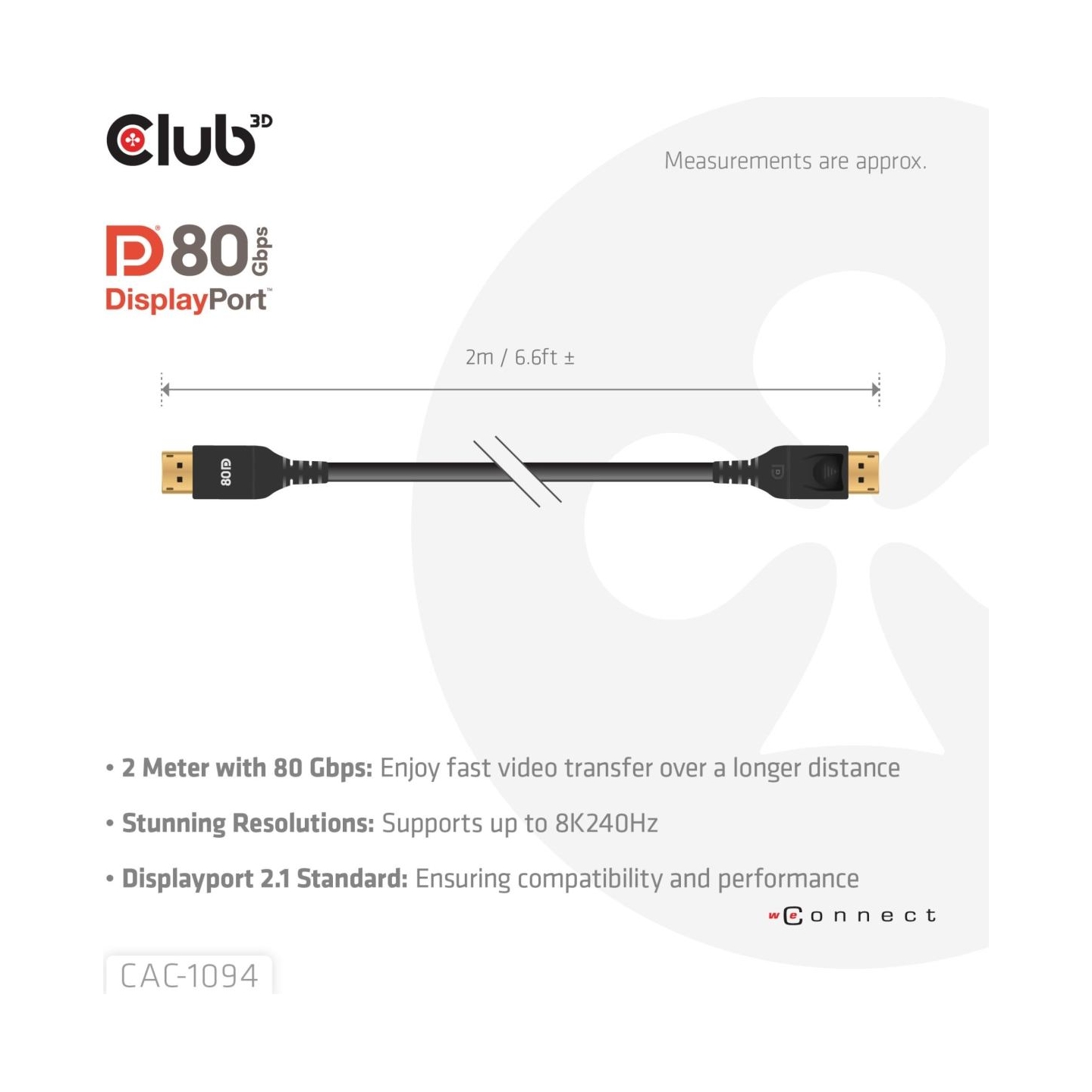 Club3D CABLE DP TO DP 2M/CAC-1094 CLUB3D