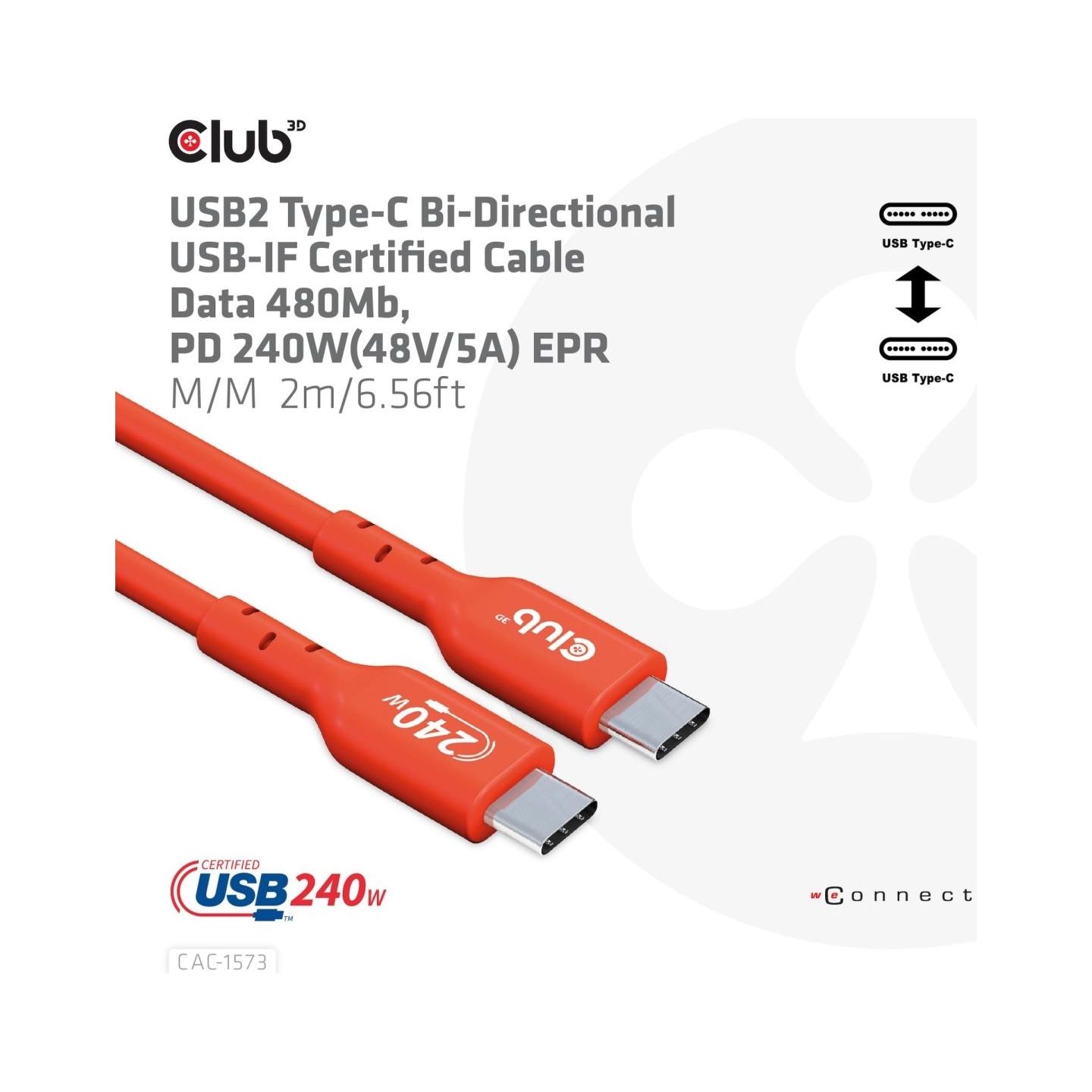 Club3D CABLE USB-C TO USB-C 2M/M/M CAC-1573 CLUB3D
