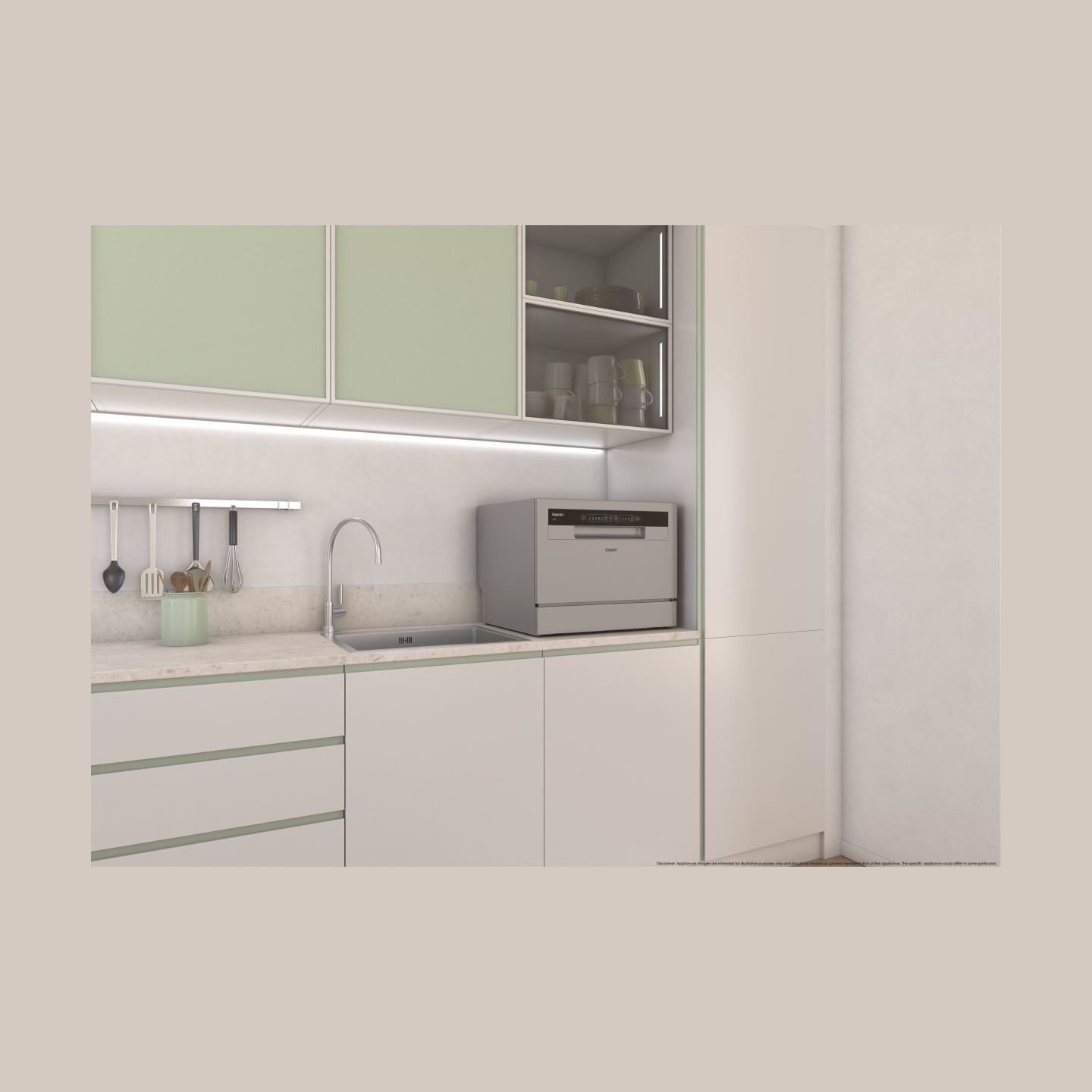 Candy Table Top Dishwasher CP 6E51LS, Width 55 cm, Energy class E, Silver / CP6E51LS