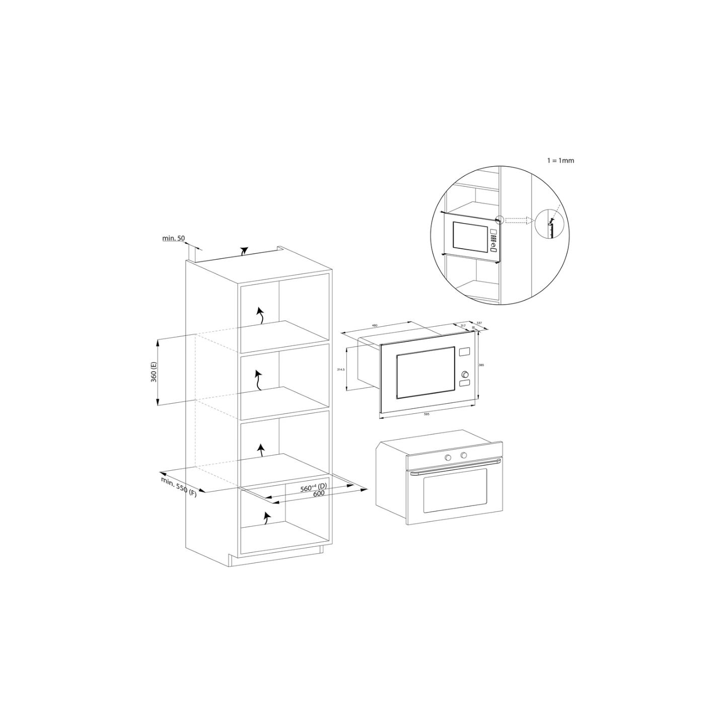 Candy Microwave oven | CA38FL7N20WXB | Built-in | 20 L | 750 W | Grill | Black