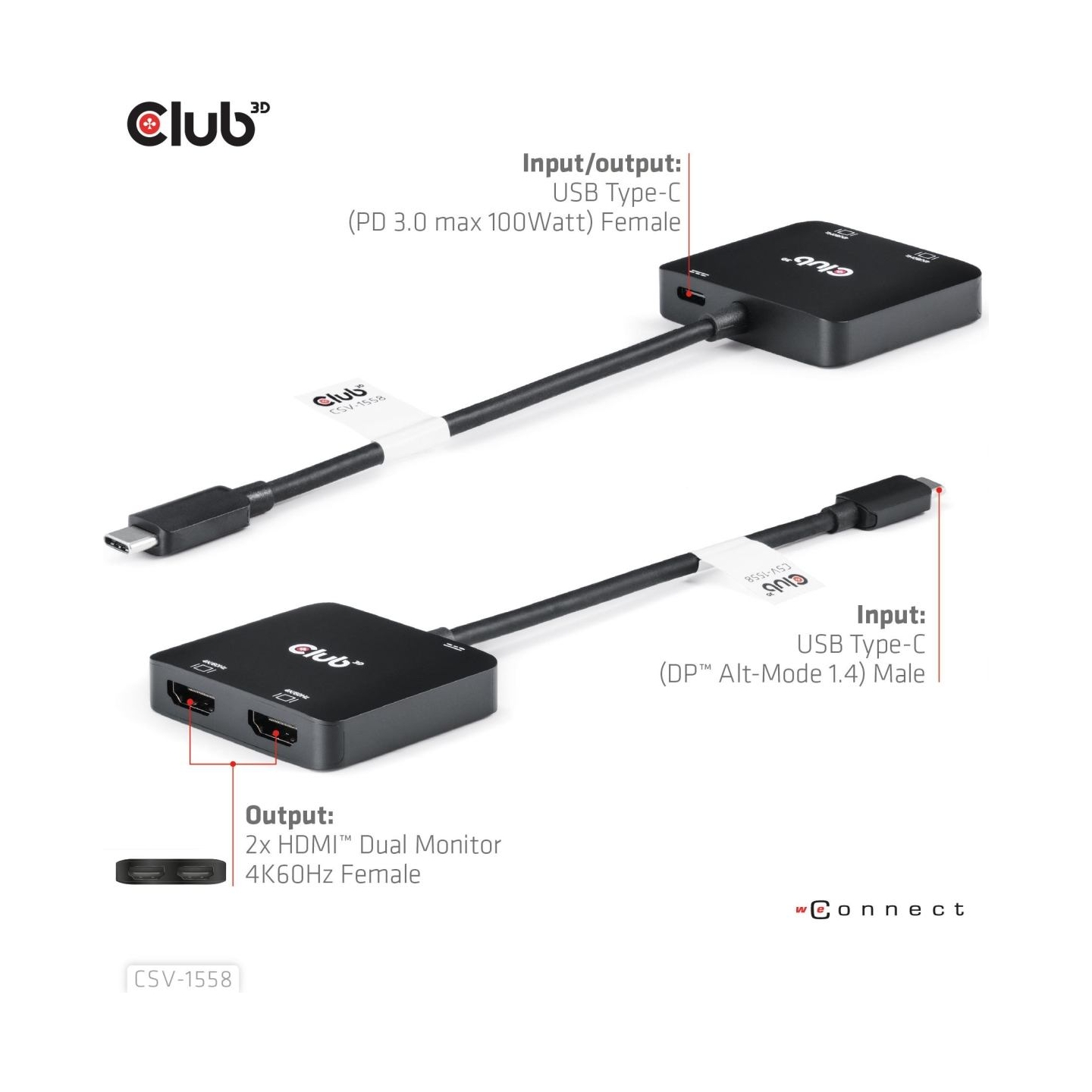 Club3D I/O HUB USB-C TO HDMI 2PORT/MST CSV-1558 CLUB3D