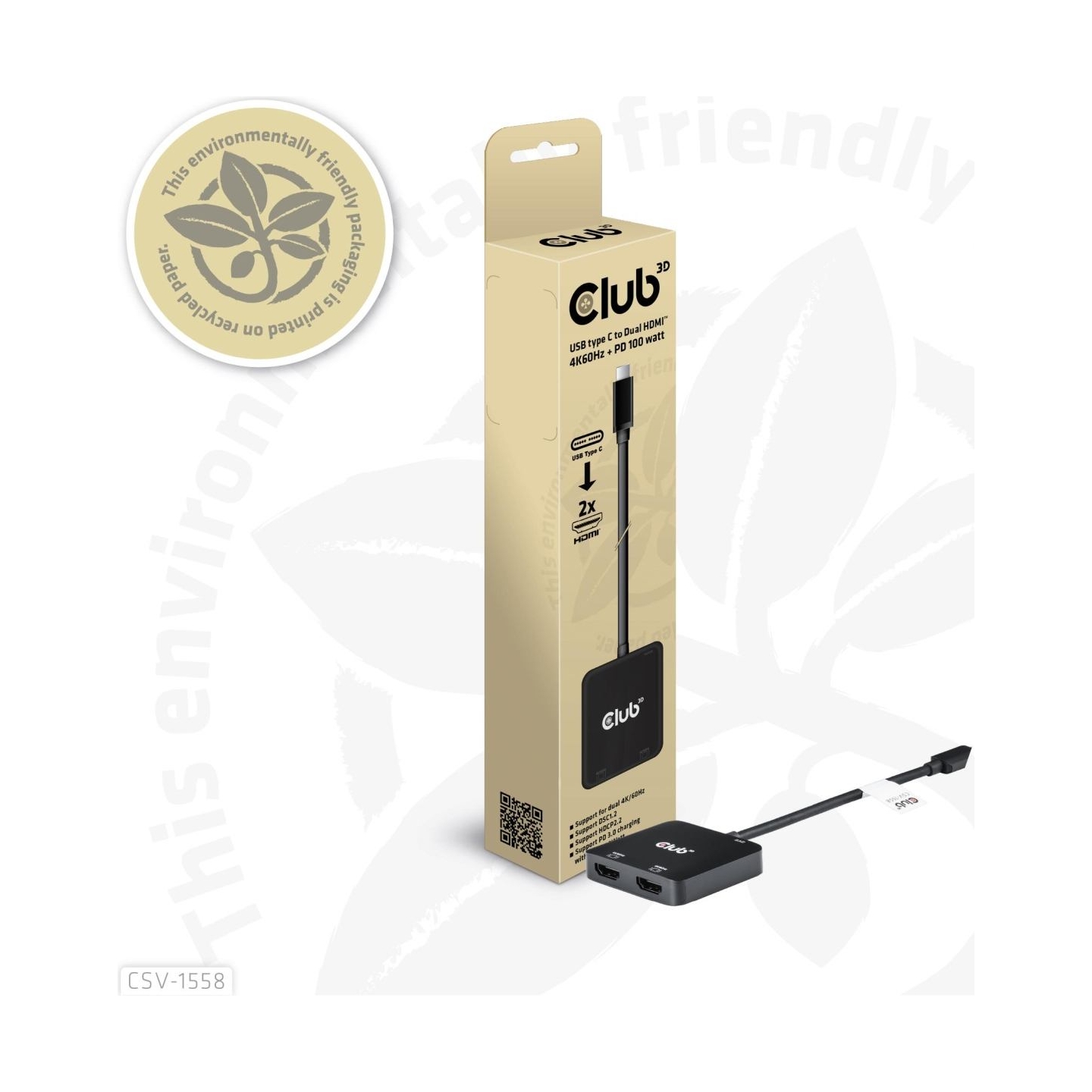 Club3D I/O HUB USB-C TO HDMI 2PORT/MST CSV-1558 CLUB3D