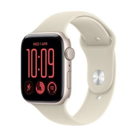 Apple Smartwatch Watch SE 3 GPS, 44mm Aluminium Case in Starlight, Starlight Sport Band - S/M