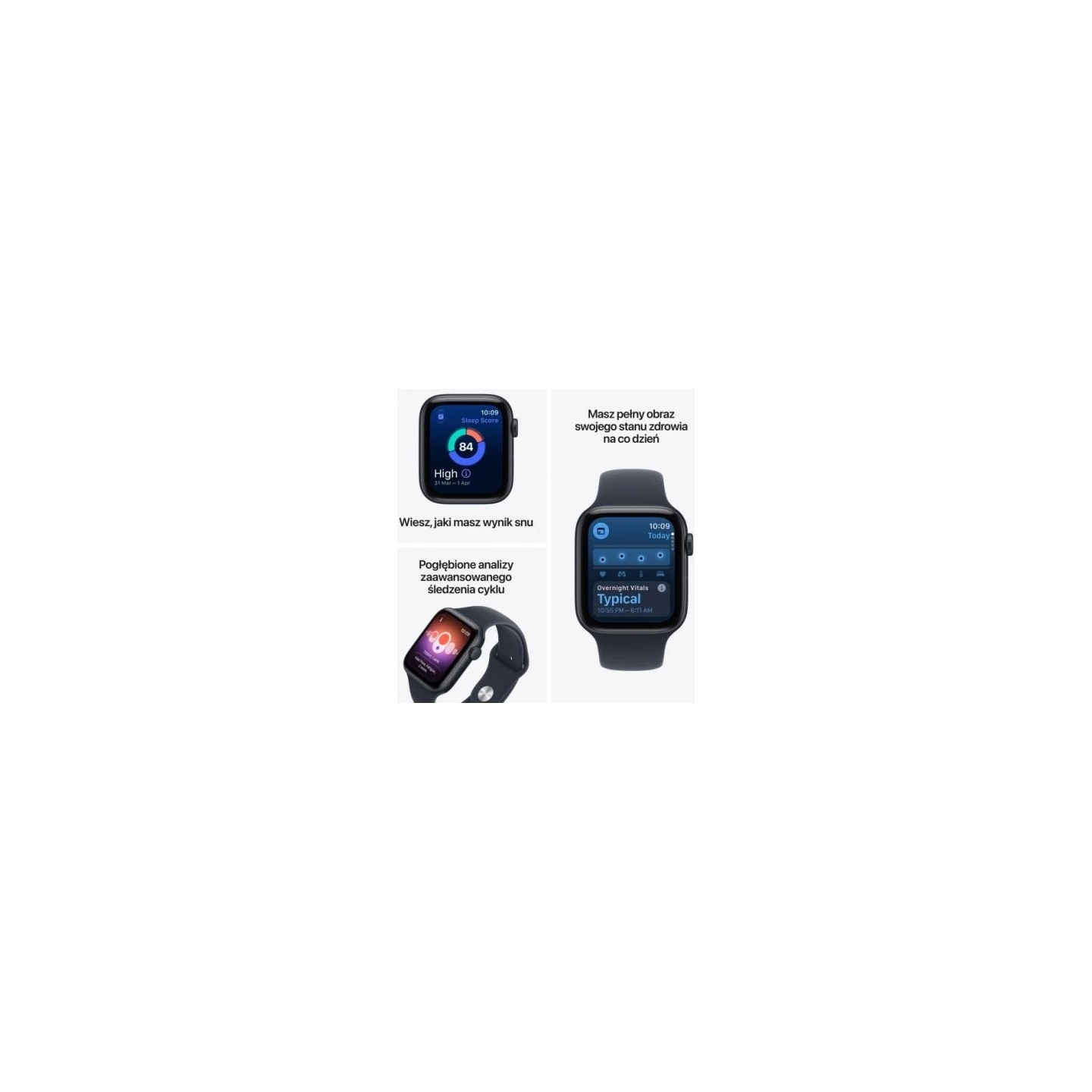 Apple Smartwatch Watch SE 3 GPS, 40mm Midnight Aluminium Case, Navy Sport Band - S/M