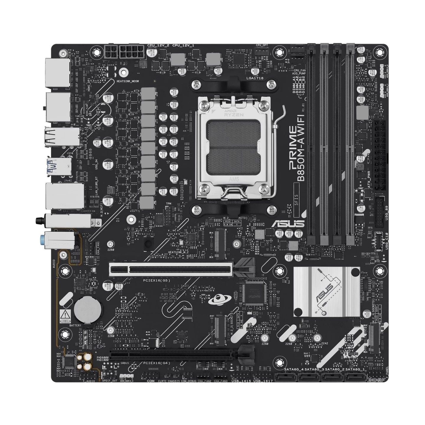 Asus PRIME B850M-A WIFI | Processor family AMD | Processor socket AM5 | DDR5 | Supported hard disk drive interfaces SATA, M.2 | 