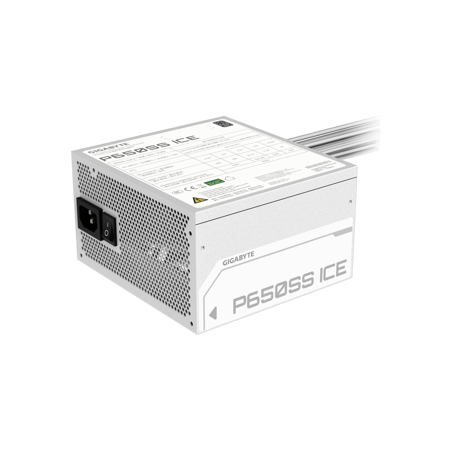 Gigabyte Power Supply|GIGABYTE|GP-P650SS ICE|650 Watts|Efficiency 80 PLUS SILVER|PFC Active|MTBF 100000 hours|GP-P650SSICE