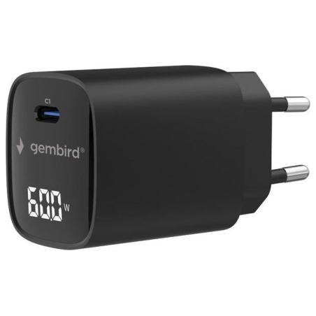 Gembird 60W USB Type-C fast charger, LCD | TA-UC-1C-PD60LCD-01-BK