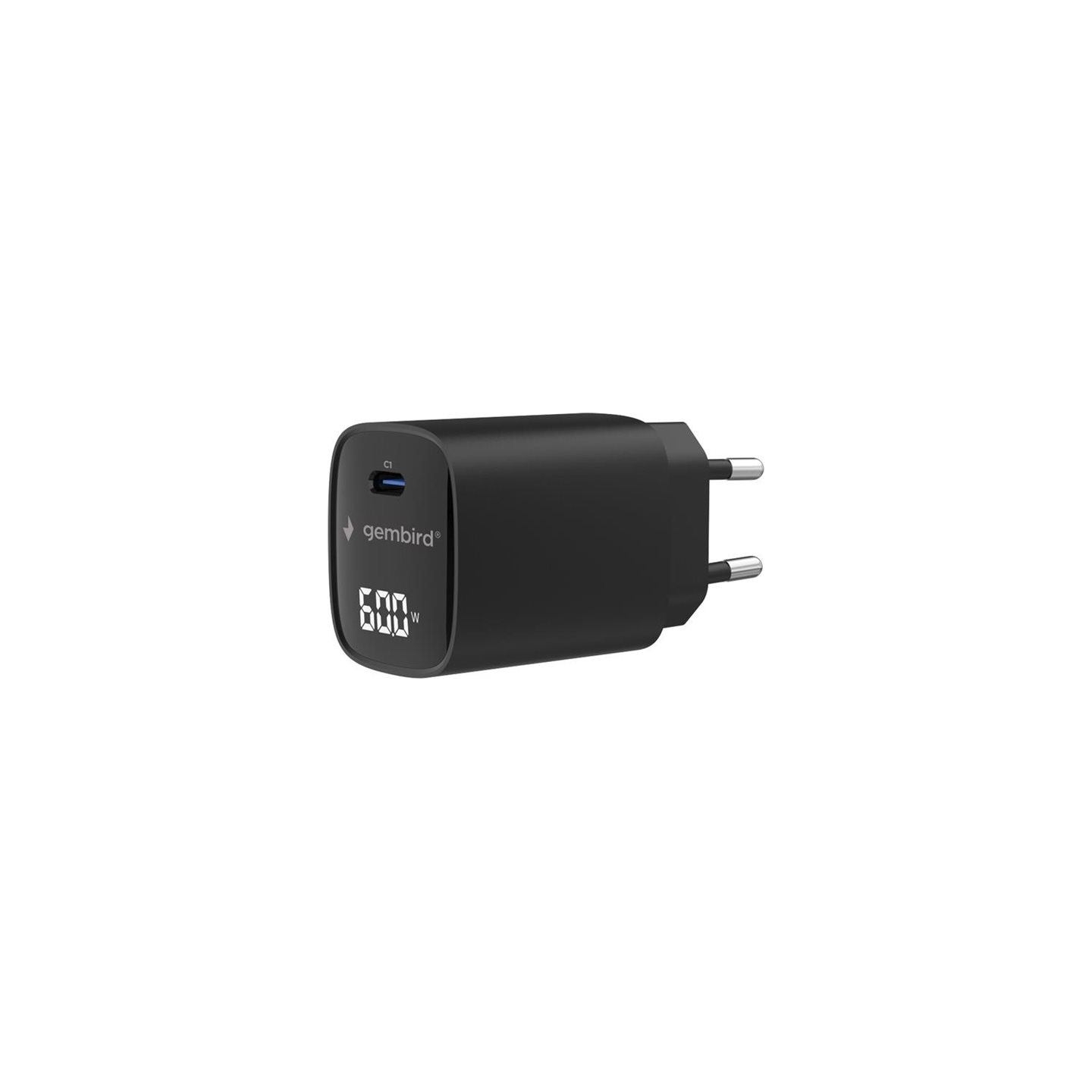 Gembird 60W USB Type-C fast charger, LCD | TA-UC-1C-PD60LCD-01-BK