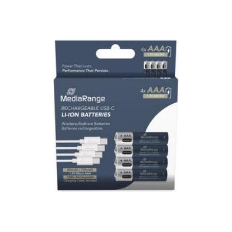 Mediarange BATTERY RECH. LI-ION AAA 1.5V/500MAH 4P MRBAT160 MEDIARANGE