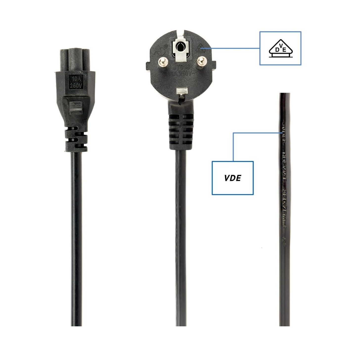 Gembird Power cord C5 VDE approved 1m
