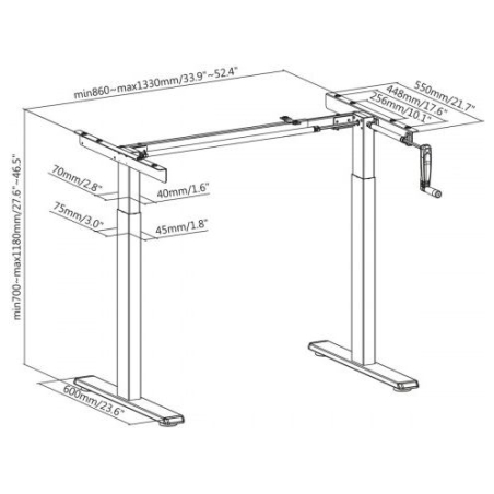 Maclean Height adjusted desk Frame, gray MC-790NG