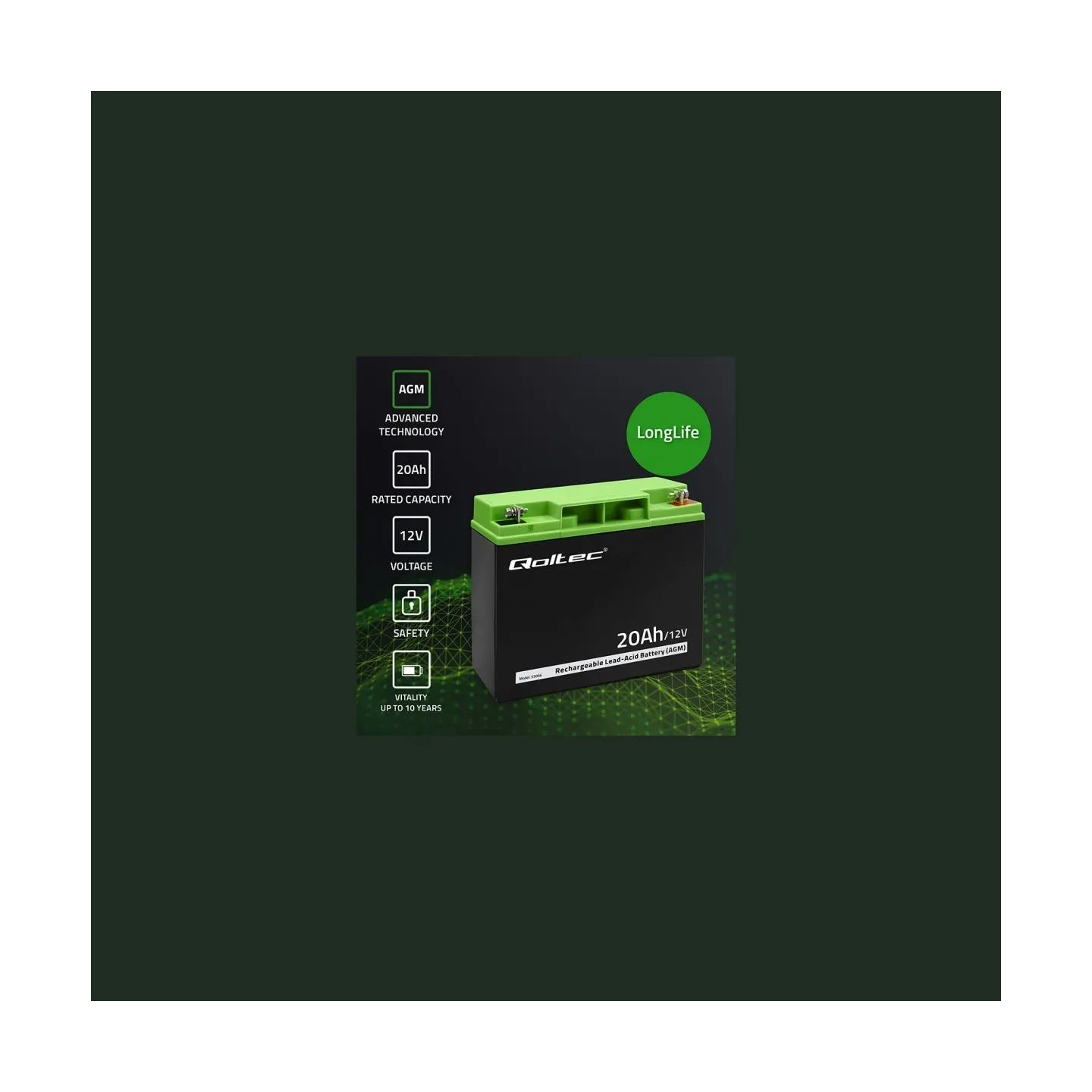 Qoltec 53066 AGM battery 12V 20Ah