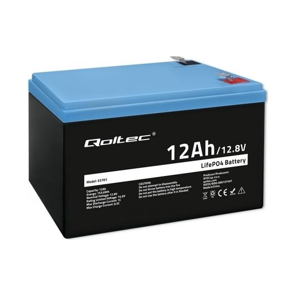 Qoltec 53701 LiFePO4 battery / 12Ah