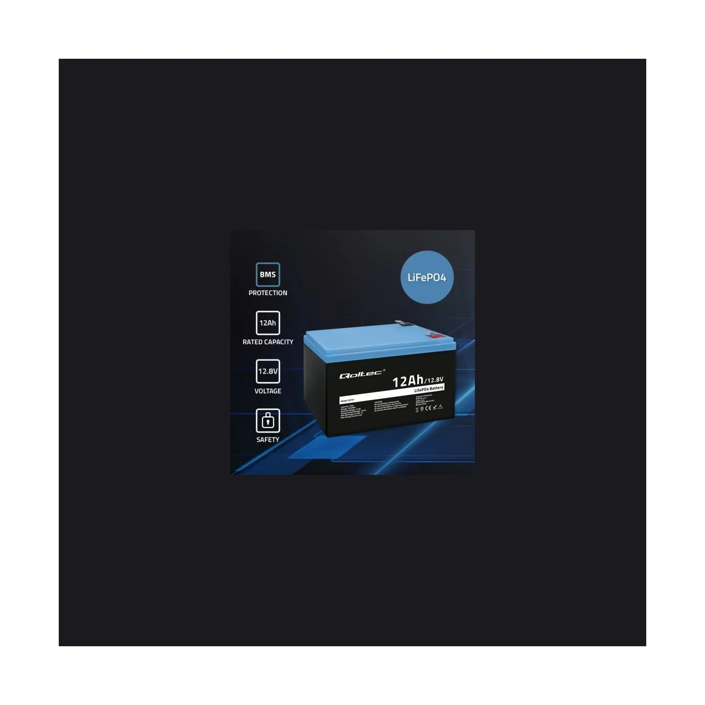 Qoltec 53701 LiFePO4 battery / 12Ah