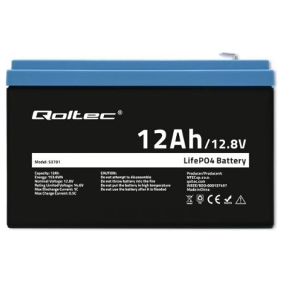 Qoltec 53701 LiFePO4 battery / 12Ah