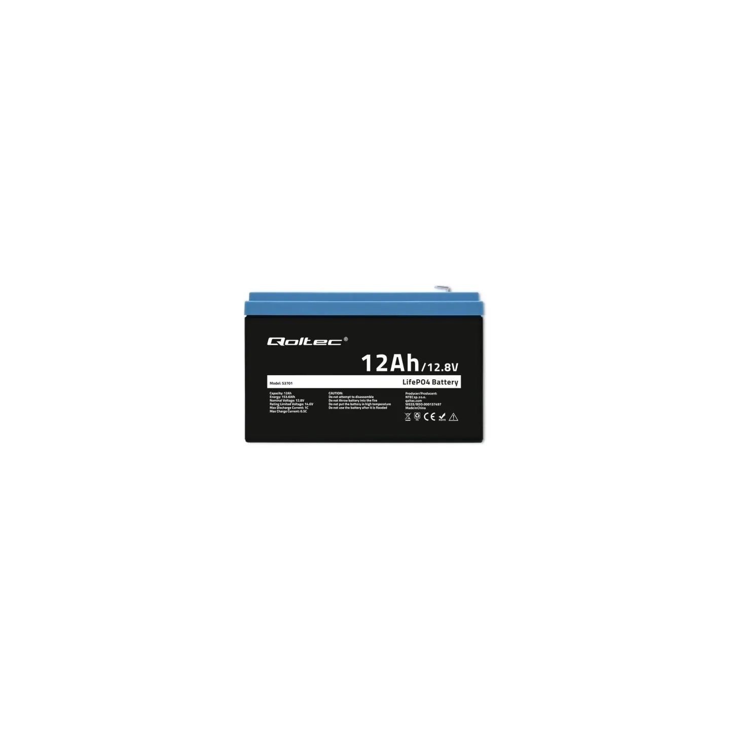 Qoltec 53701 LiFePO4 battery / 12Ah