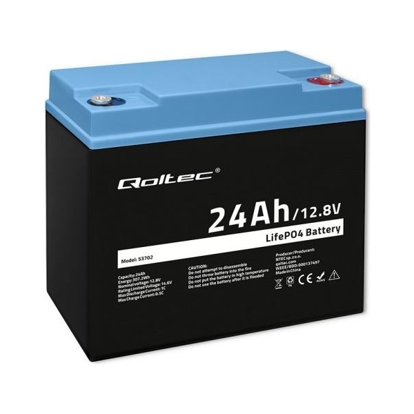 Qoltec 53702 LiFePO4 battery / 24Ah