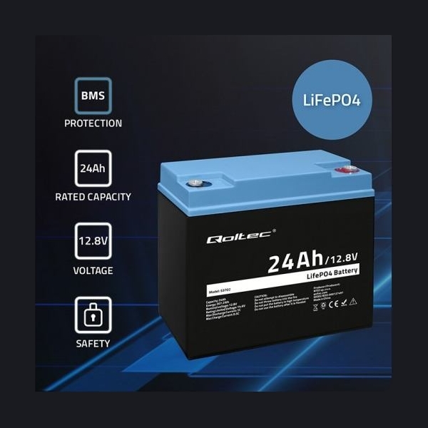 Qoltec 53702 LiFePO4 battery / 24Ah