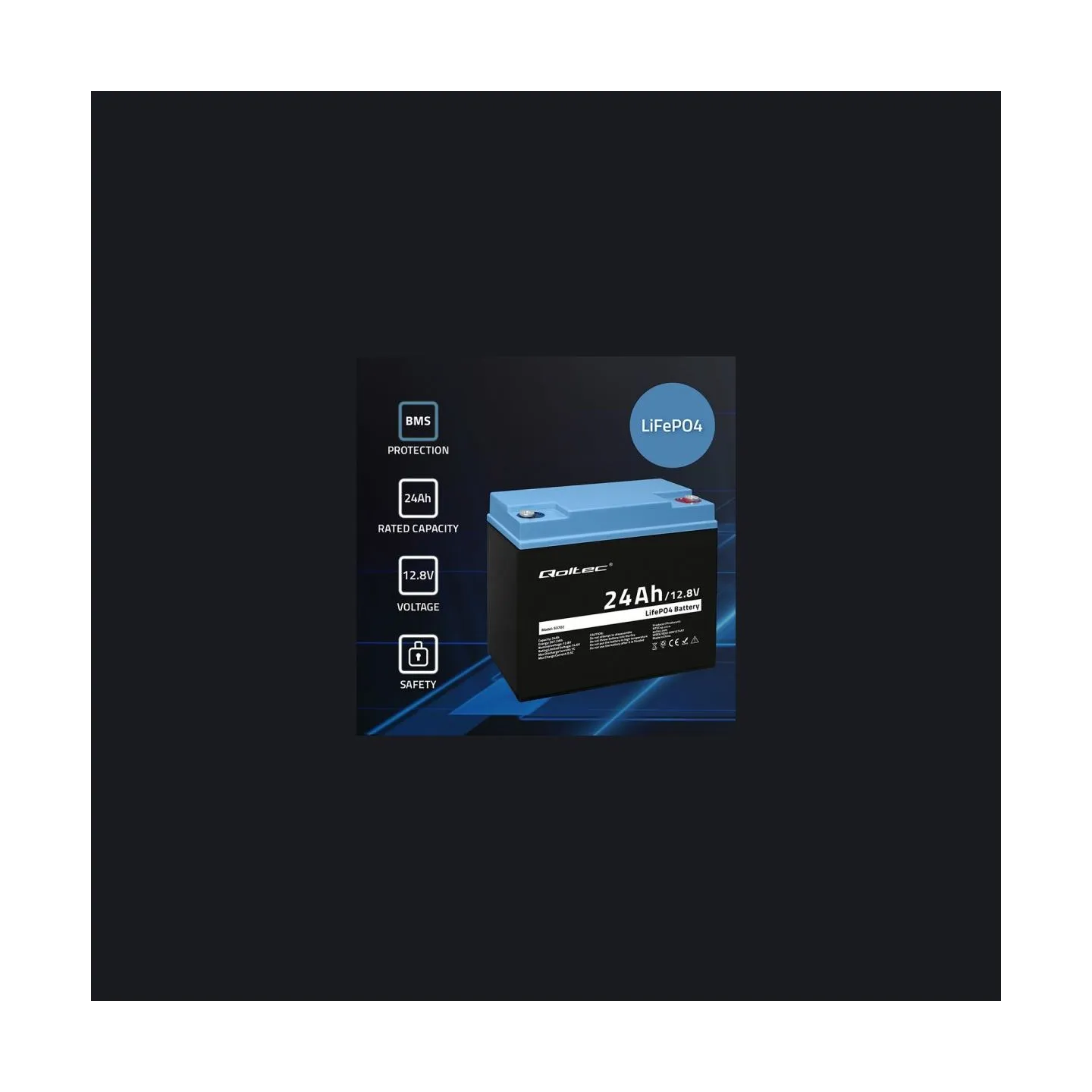 Qoltec 53702 LiFePO4 battery / 24Ah