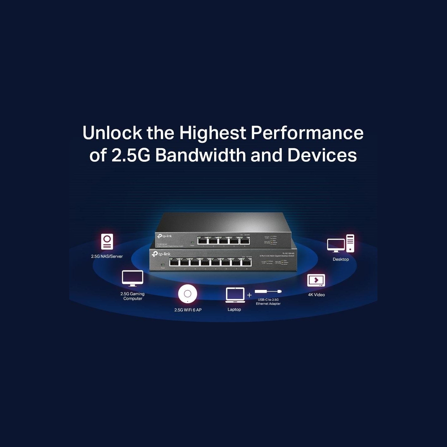 Tp-Link | 5-Port 2.5G Desktop Switch | TL-SG105-M2 | Unmanaged | Desktop | Power supply type External