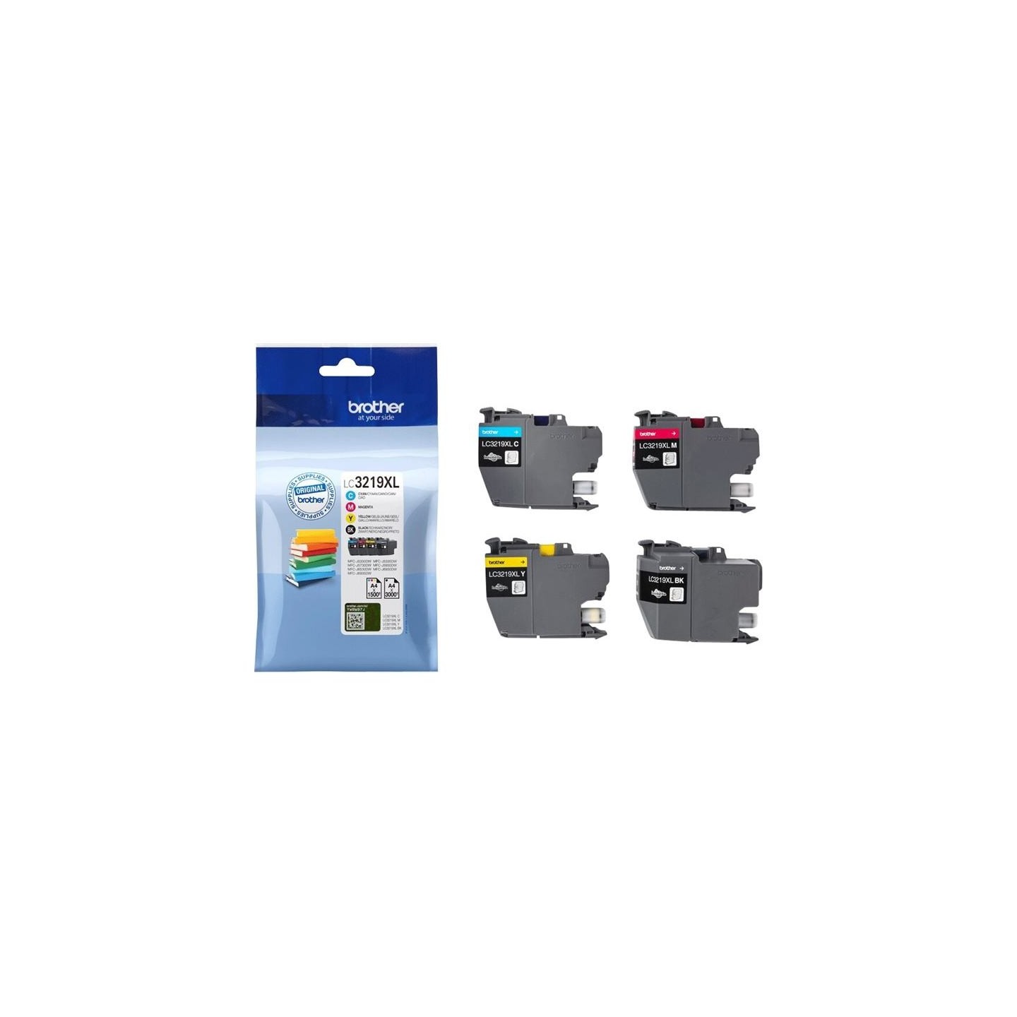 Brother LC-3219XLVAL CMYK INK CARTRIDGES MULTIPACK, CMY - 1,500P, BK - 3,000P