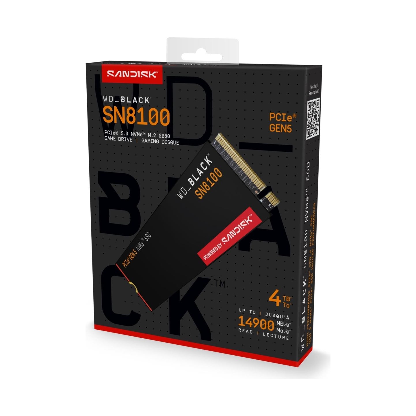 Sandisk SSD|SANDISK|2400xTBW rating|NVMe Yes|PCI Express 5.0|M.2|4000 GB|SN8100|WDS400T1X0M-00CMT0