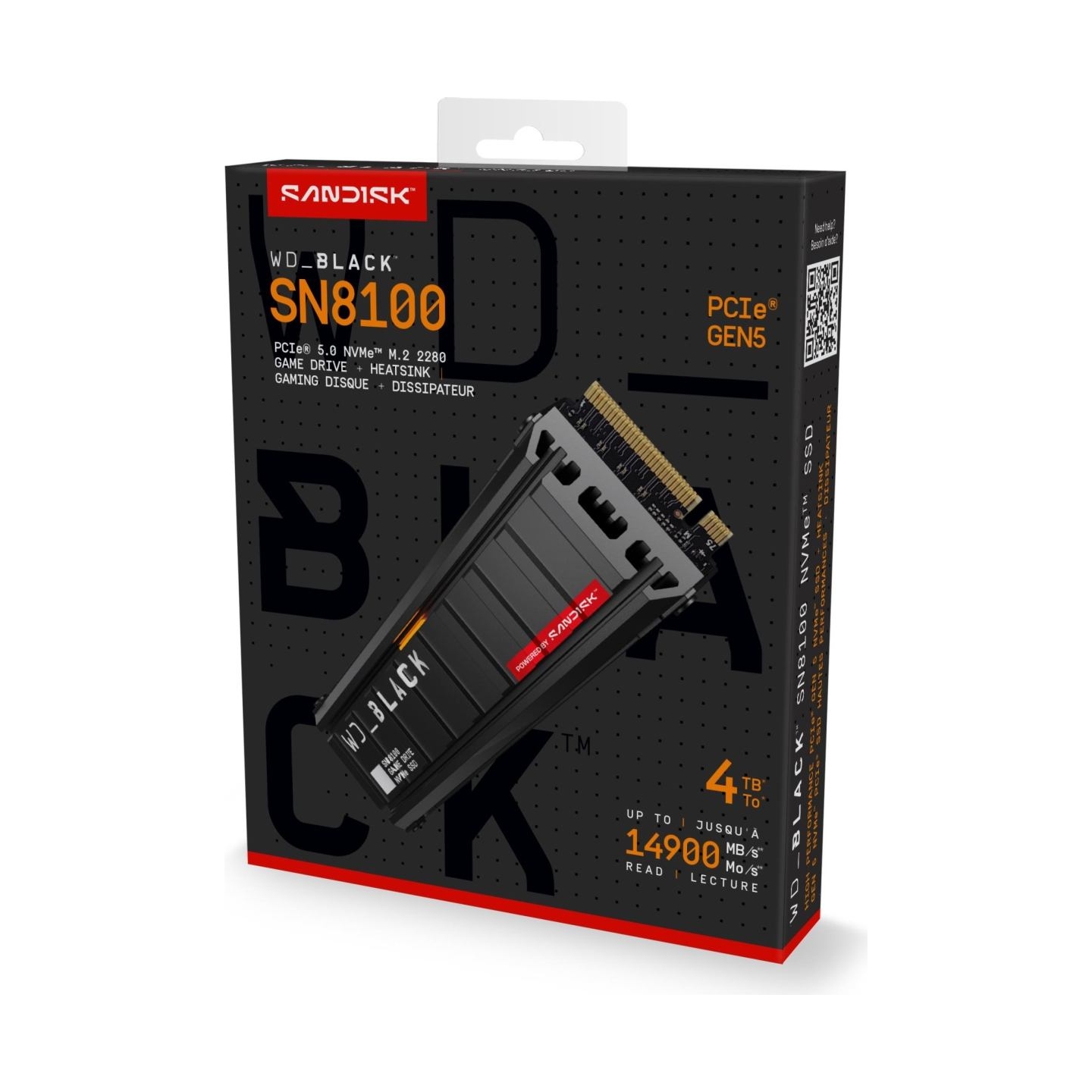 Sandisk SSD|SANDISK|2400xTBW rating|NVMe Yes|PCI Express 5.0|M.2|4000 GB|WDS400T1XHM-00CMT0
