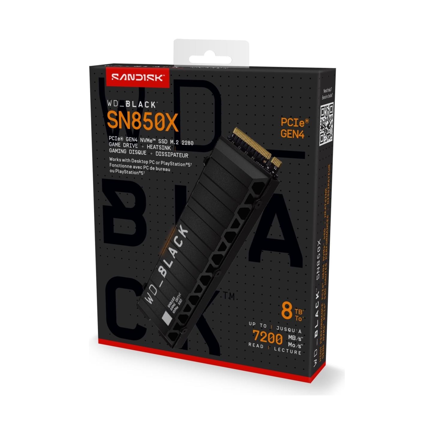 Sandisk SSD|SANDISK|4800xTBW rating|Read speed 7200 MB/s|Write speed 6600 MB/s|NVMe Yes|PCI Express 4.0|M.2|8000 GB|WDS800T2XHE