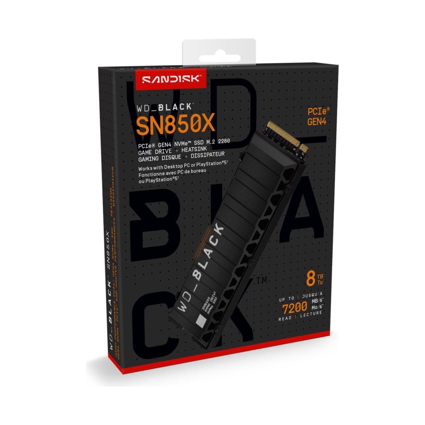 Sandisk SSD|SANDISK|4800xTBW rating|Read speed 7200 MB/s|Write speed 6600 MB/s|NVMe Yes|PCI Express 4.0|M.2|8000 GB|WDS800T2XHE