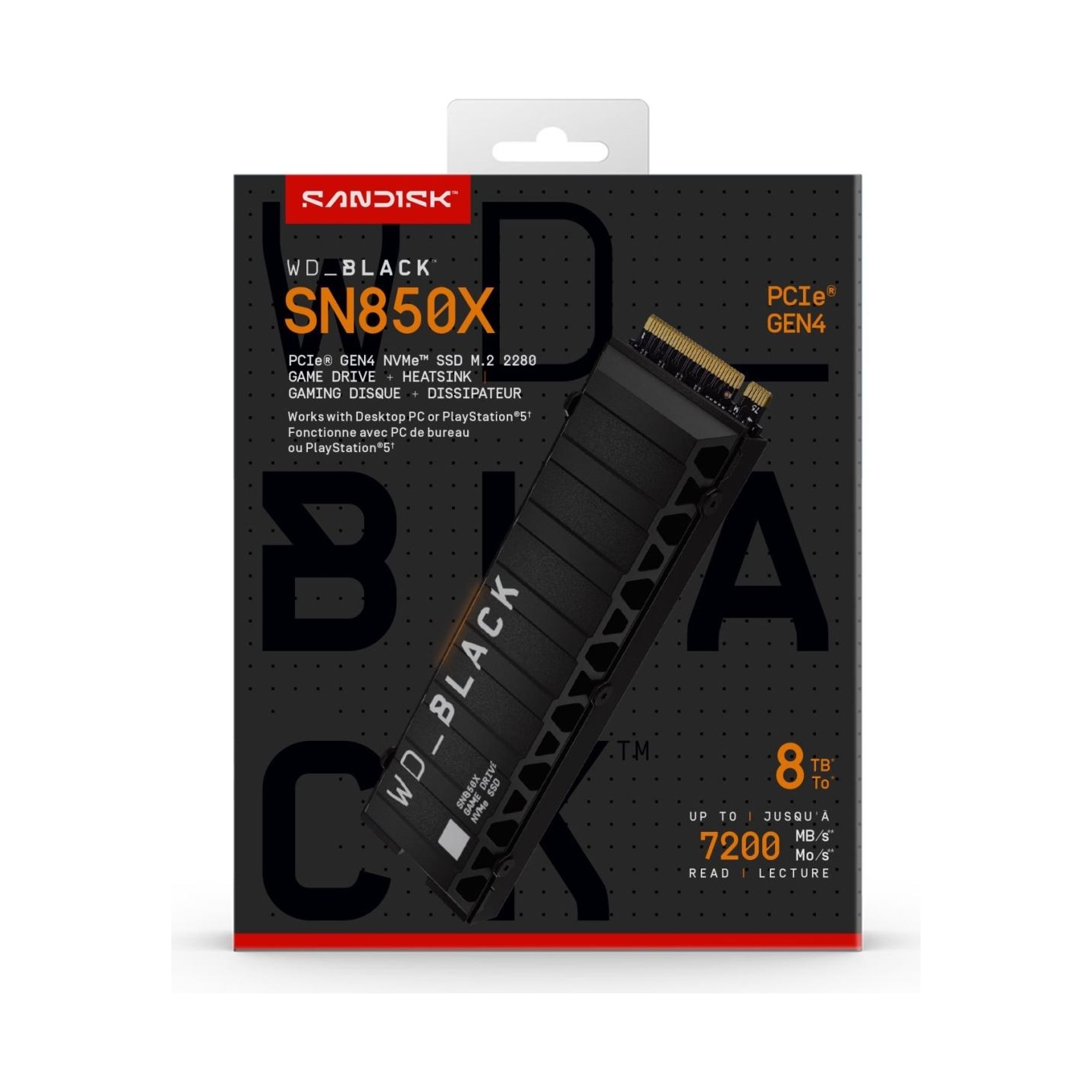 Sandisk SSD|SANDISK|4800xTBW rating|Read speed 7200 MB/s|Write speed 6600 MB/s|NVMe Yes|PCI Express 4.0|M.2|8000 GB|WDS800T2XHE