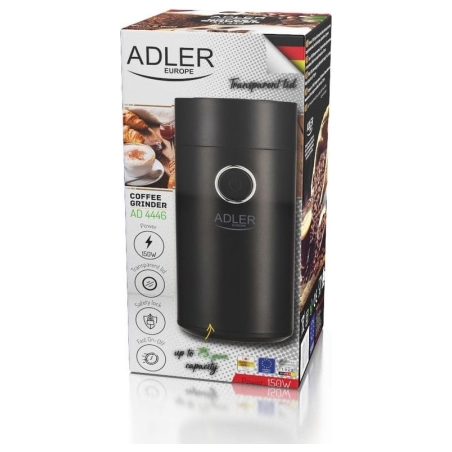 Adler | Coffee grinder | AD4446bs | 150 W | Coffee beans capacity 75 g | Lid safety switch | Black
