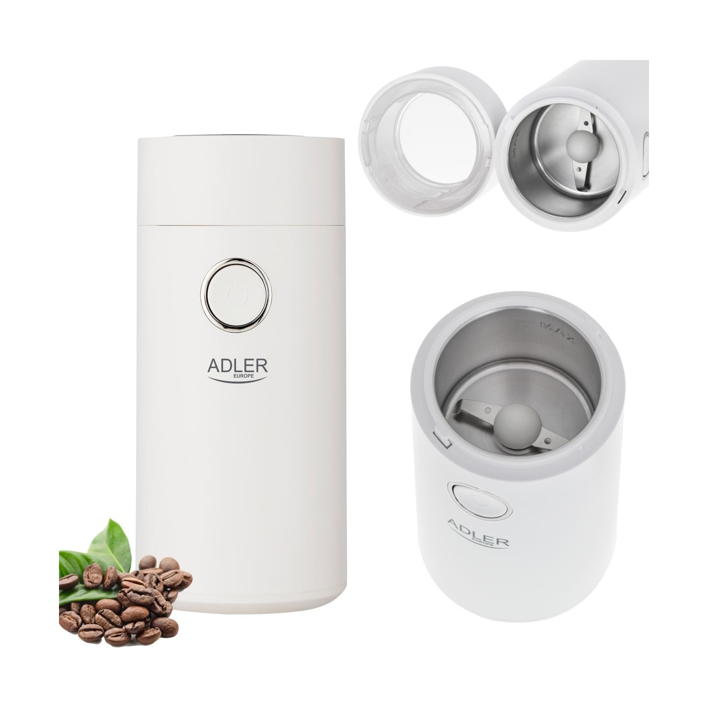 Adler | Coffee Mill | AD 4446ws | 150 W | Coffee beans capacity 75 g | White