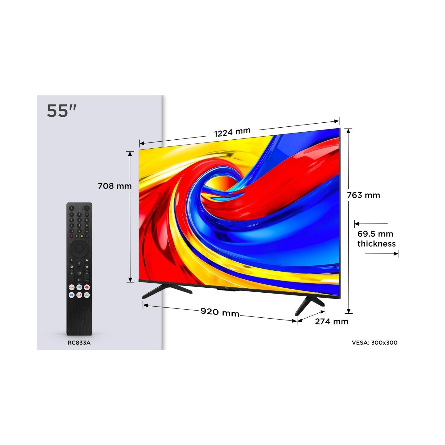 TCL TV Set|TCL|55 "|4K Ultra HD|3840 x 2160 pixels|Flat|16:9|QLED|55QLED780L
