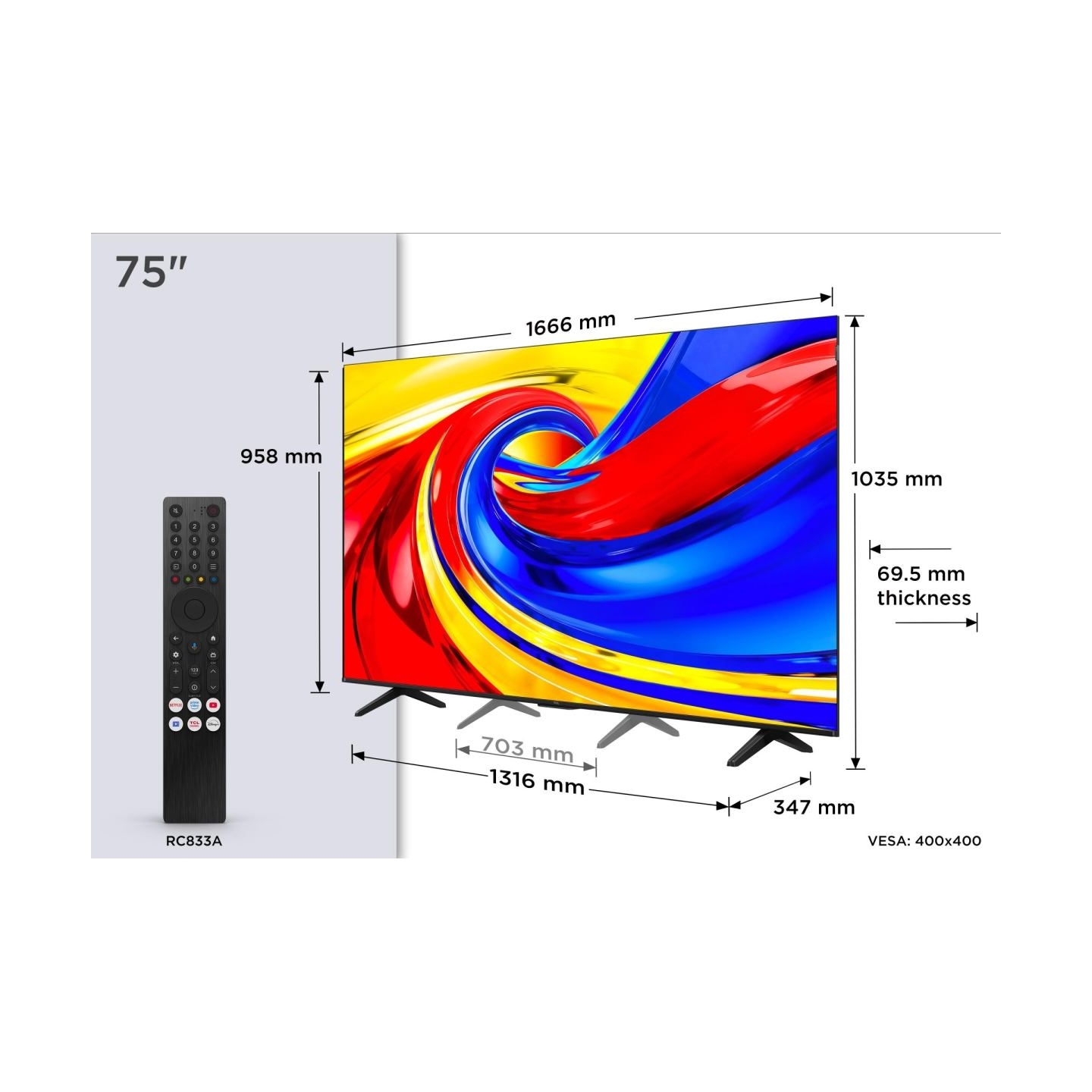 TCL TV Set|TCL|75 "|4K Ultra HD|3840 x 2160 pixels|Flat|16:9|QLED|75QLED780L