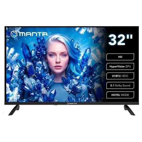 Manta MATV002LHN32 32" LED HD TV with S2 Tuner, DVBT2, HEVC/265, USB, ARC, HDMI, CI+, Slim Design, B